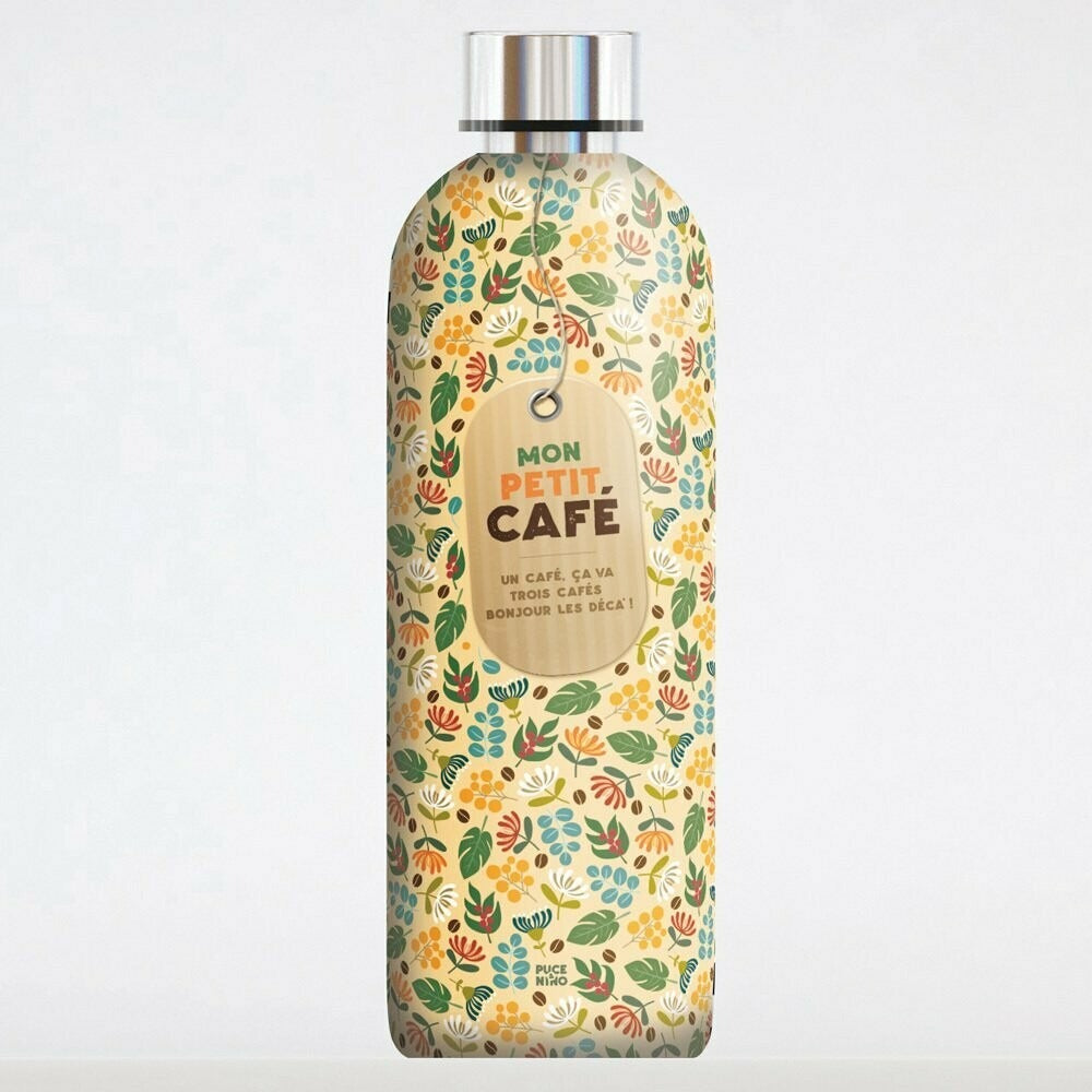 Bouteille Isotherme en Acier Inoxydable Original "mon petit café"